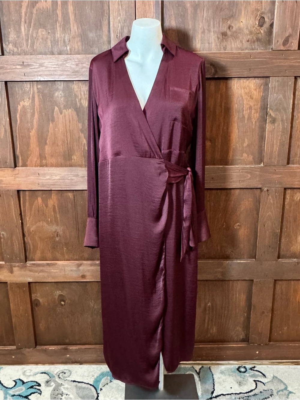 Gibson Latimer Satin Dress in Deep Wine
